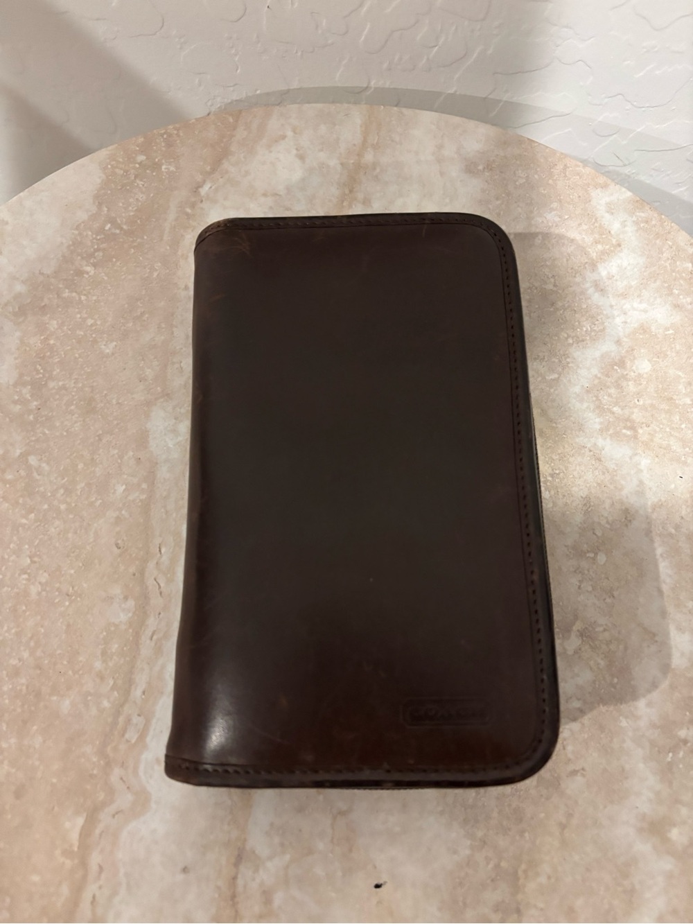 Vintage Coach Brown Leather Zip organizer wallet